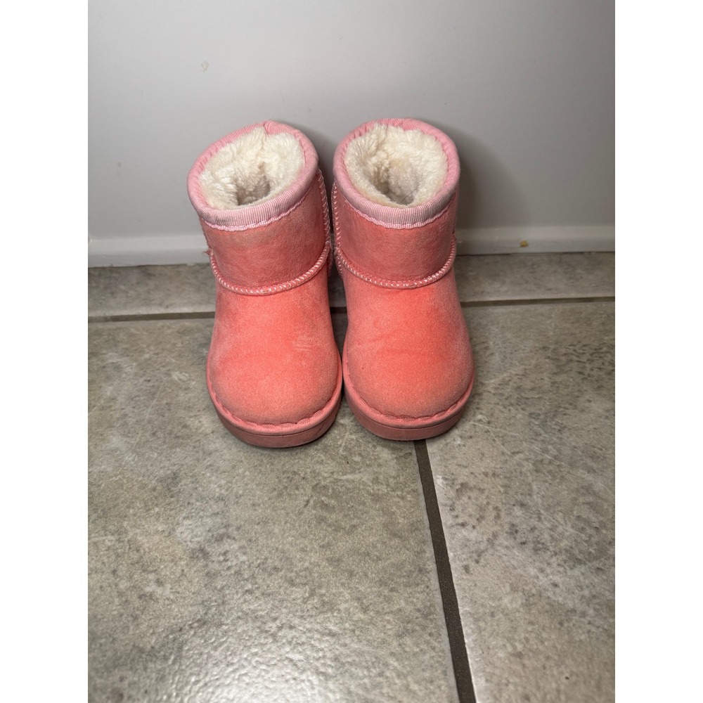 Kids Pink Faux Suede Fur Lined Winter Boots Size 23 Toddler